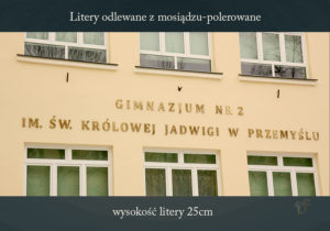 Litery odlewane z mosiądzu - szyld