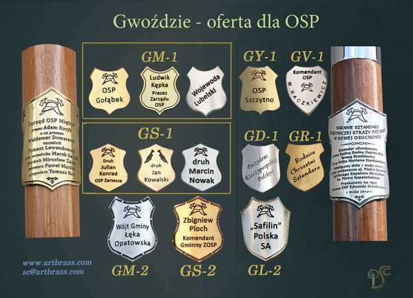 Gwoździe pamiątkowe dla strażaków wymiary: G1 - od 25-34mm G2 - od 35-42mm